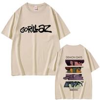 Roko grupė Gorillaz Demon Days Akių spaudiniai Marškinėliai Vyrams Moterims Hip Hop Mada Per dydį Gatvės stilius Vyriški Laisvalaikio Minkštos medvilnės Marškinėliai 3XL beige