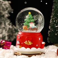 Šviesos efektų Kalėdų Senelio Sniego Rutulys su Muzikine Dėžute - Kūrybiška Kalėdinė Dovana Klasės Draugams ir Stalo Papuošalas Music + Light + Snowflakes red