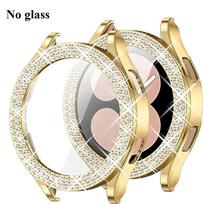 Blizgus deimantinis dėklas, skirtas Samsung Galaxy Watch 7 6 5 4, PC apsauginis dėklas 40mm 44mm Ekrano apsauga, buferis, Skaidrus dangtelis For Galaxy Watch5 40 auksas