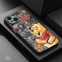 Winnie The Pooh dėklas telefonui Apple iPhone 15 16 Pro XS Max 13 14 Plus XR SE 7 8 12 11 Pro plus Matinis for iPhone 16 Pro gray