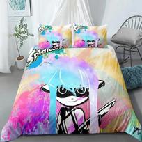Splatoon Patogus Patalynės Komplektas Animacinis Namų Tekstilės Vaikams Lovos Komplektas Antklodės Užvalkalas Miegamojo Komplektas Karalienės Dydžio Dinozaurų Antklodės Užvalkalas EU Single(135*200cm)3pcs white