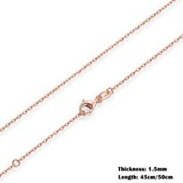 BAMOER Classic Basic O-chain Solid 925 Silver Lobster Clasp Adjustable Necklace Box Cable Chain DIY Jewelry for Women 50cm white