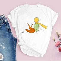 2024 Naujiena Mažojo Princo Spausdiniai Marškinėliai Apvalia Kaklo Trumpomis Rankovėmis T-shirt Moteriški Harajuku Moteriški Marškinėliai Laisvalaikio Marškinėliai M white
