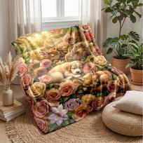 Miegantys gyvūnai naktį tema pledas Lengvas šiltas flanelės pledas Dekoratyvinis užtiesalas namų dekoravimui 75x90cm