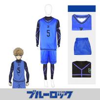 Xs-3xl Anime Blue Lock Cosplay Kostiumas su Bodžiu+sportiniu Liemenuku+šortais No.5,S