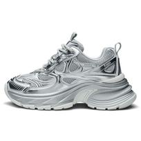 Kappa Urban Sports Back-To-Back Thick Sole Height Increasing Simple Fashion Commuting Casual Non-Slip Wear-Resistant Low-Top Dad Shoes K0F25MC39CJ-171 38 gray