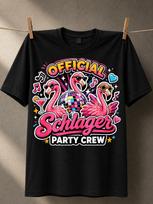 Schlager Party Crew Flamingos Disco Ball Cocktail Hearts And Music Notes In Playful Party Unisex All Tshirt 4XL pink