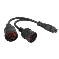 J1708 6 Pin J1939 9 Pin to OBD2 16 Pin Female Adapter Diagnostic Y Cable for Heavy Duty Trucks Buses Trailers gray