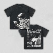Attack on Titan Levi Ackerman Anime Printing T-shirt Men's Clothing Women's 2026 Summer Cotton Washed Short-sleeved T Shirt M gray