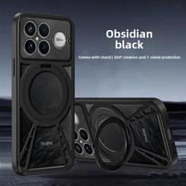Skirta Poco F9 Ultra F9 F8 Pro Redmi K100 Pro Max Dėklas su žiedu ir magnetiniu belaidžiu įkrovikliu, kietas šarvuotas PC, atsparus smūgiams, apsauginis nuo įbrėžimų POCO F9 Ultra juoda