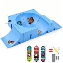 Mini Finger Skateboard Fingertip Sport Toy Kid Diy Buildable Fingerboard Skate Park Ramp Obstacle Track Desktop Toy Boy Gift white