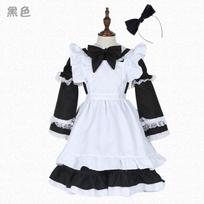 Sweet Alice Maid Dress Girls Lolita Princess Costume Halloween Party Stage Performance Outfit With Hairband Child XL juoda