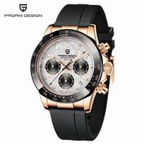 PAGANI DESIGN 1664 prabangus automatinis mechaninis vyriškas laikrodis VK63 mechanizmas AR safyro stiklas Guminis 100m atsparus vandeniui vyriškas laikrodis gray