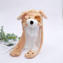 Minkštas pliušinis gyvūno kepurė su judančiomis ausimis Vaikams Žiemos dovana Vaikams ir paaugliams LightBrown beige