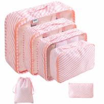 6 Pieces Packing Cube Set Lightweight Travel Storage Bags Nested for Suitcases 6-piece white