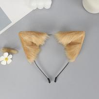 Dirbtinės katės ausys lankelis Pūkuotos Lolitos ausys galvos apdangalas Praktinis Cosplay lankelis Nuotrauka chaki