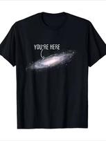Milky Way Galaxy You're Here Graphic T Shirt Space Star Astronomy Print Minimalist Unisex Loose Casual Short Sleeve Tops 120 gray