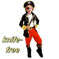 New boy Jack the Pirate Captain Cosplay costumes Children perform cosplay masquerade carnival costumes L(120-130CM) black