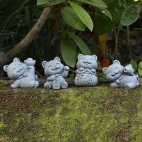 Cat Furniture Decorative Ornaments, Bonsai Rockery Desktop Office Gift Animal Creative Small Ornaments Decoration Miniatures gray