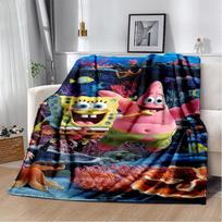 Juokingas S-SpongeBob Patrick Star Animacinis Flanelinis Antklodas Minkštas Šiltas Mėtomasis Antklodas Miegamajam Svetainei Lovai Stovyklavimui Iškylai Vaikams 100x150cm