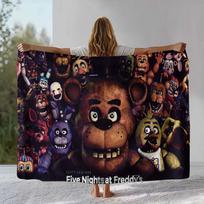 Baisusis Freddy F-FNAF žaidimai Flanelinis pledas, Itin minkštas šiltas pliušinis užklotas namams miegamojo lovai sofai biurui stovyklavimui iškylai 75x90cm brown
