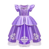 Disney Sofia Princesės Suknelė Mergaitėms Vasarinės Suknelės Gimtadienio Karnavalo Šventės Sofia Rankovės Pūstos Išleistuvių Suknelės ir Aksesuarai 140cm purple