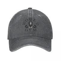 World Gym Power House Baseball Caps Casual Distressed Washed Fitness Exercise Sun Cap Unisex Outdoor Workouts Gift Hats Cap One Size gray