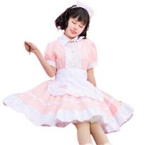 Halloween Lolita Maid Dress With Black And White Checkered Pattern Cute And Playful XL rožinė
