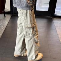 American retro multi-pocket tooling men's and women's straight-leg pants design sense niche couple wide-leg versatile casual pants 2XL gray