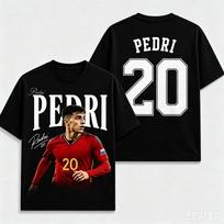 Pedri Spain No20 2026 Football Graphic T Shirt Y2k Oversized Unisex Summer Short Sleeve Streetwear Fan Tee 3XL white