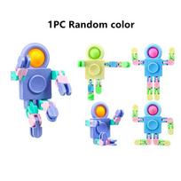 Robot Fidget Spinners For Kids Transformable Fingertip Gyro Chain Toy Deformable Diy Stress Relief Fidget Sensory Toys Adults blue