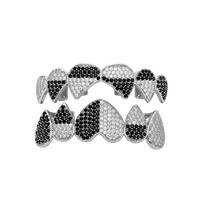 Heart Iced Out Grillz Hip Hop Teeth Grills For Christmas New Year Holiday Jewelry Gift For Men Women A334 gray