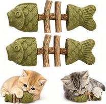 Catnip And Silvervine Chew Natural Fishbone Chew Toy For Cats Fishbone-Shaped Cat Dental Toy For Chewing, Licking Pawing Boredom brown