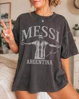 Litmited Messi Arghentina Soccer Vintage 90s Styles T-shirt Men Women Summer 100 Cotton Shirt Gothic Fashion Short Sleeved Top 150 gray
