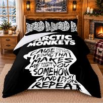 Arctic Monkeys Pattern Bedding 3Pcs Set Bed Sheet And Pillowcases For Indoor Bedroom 140cmx210cm