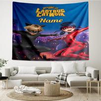 Custom Name Ladybug Print Tapestry, Backdrop, Easy Setup, Ideal for Bedroom, Office & Living Room, with Aesthetic Wall Hanging Decor. 100cmx150cm