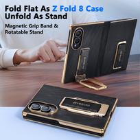 for Samsung Galaxy Z Fold 8 Bumper Case Leather With Dual Wristband 360°Rotate Stand Anti-Drop Protection Full Phone Cover Galaxy Z Fold 8 juoda
