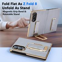 for Samsung Galaxy Z Fold 8 Bumper Case Leather With Dual Wristband 360°Rotate Stand Anti-Drop Protection Full Phone Cover Galaxy Z Fold 8