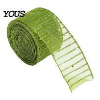Handmade Decoration Accessories Stripe Sequin Christmas Ribbon, Glitter Polyester Fabric Wide Craft Bow Making Ribbon Decorative Wrapping Ribbons for beige