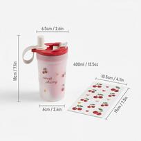 Transparent Plastic Tea Milk Coffee Mug Portable Cold And Hot Water Cup With Straw&Strainer Leak-proof Drinking Cup For Students 301-400ml gray