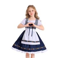 Mergaičių tradicinė Bavarijos suknelė Oktoberfest kostiumas Vaikų vokiškas liaudies kostiumas Vaikų pasirodymų apranga su prijuoste ir siuvinėtais elementais L tamsiai mėlyna spalva