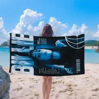 B-Billie Eilish Blue Album Cover Beach Towel Ultra Absorbent Cool Room Stuff Bath Towel for Pools Swimming Outdoor Gym Aesthetic 130x80cm white