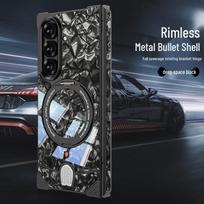 Samsung Z Fold8 Marble Snap-on Case with Metal Shaft, Protective Strap & Rotating Stand gray