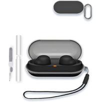 Case Cover for Sony WF-C500 Wireless Bluetooth Earbuds,WUNIAK Clear Soft TPU Protective Cover with Keychain and Cleaner Kit for Women Men Shockproof gray
