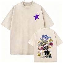 Anime Jojo Bizarre Adventure Diavolo Vintage Washed T-shirt Men Women Casual Retro Oversized Short Sleeve T Shirts Streetwear XXXL white