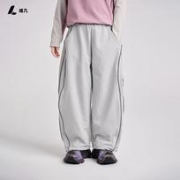 Kids Loose Casual Outdoor Sports Pants Unisex Boys Girls Durable Side Stripe Trousers 150cm pilka