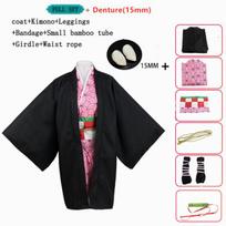 Anime Nezuko Cosplay Kostiumas Kimono Kimetsu No Yaiba Kamado Nezuko Kostiumas Perukas Moterims Merginoms Kimono Uniforminiai Drabužiai 120 black