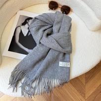 100% grynos vilnos moteriškas žiemos vienspalvis šalis skara - Madingas korėjietiško stiliaus šiltas kaklo movas 180*30 cm, 100% Pure Wool gray