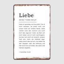 1 Korintiečiams 13:4-8 Mylimieji Biblijos eilutės Vokiečių Vokiečių Biblijos eilutė. Metalinė plokštelė Plakatas Namų plakatas Personalizuotas skardinis ženklas Plakatas 20x30cm gray