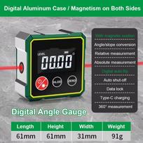 Multifunctional Laser Inclinometer Rechargeable Magnetic Angle Level 360-degree Measurement High Accuracy Digital Inclinometer ruda